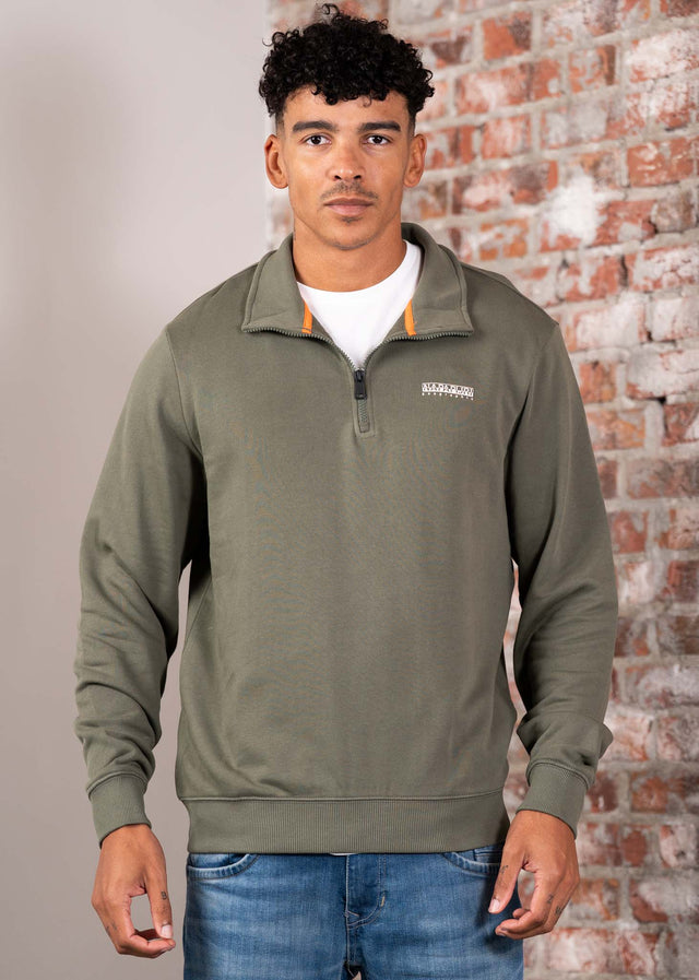 Napapijri Truien Small box quarter zip sweat - tea leaf