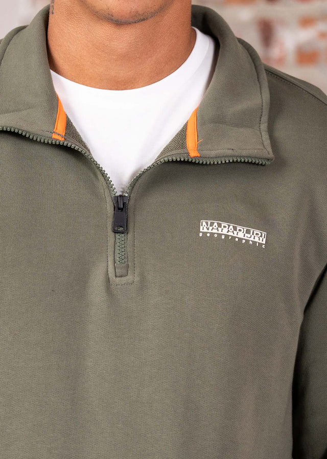Napapijri Truien Small box quarter zip sweat - tea leaf
