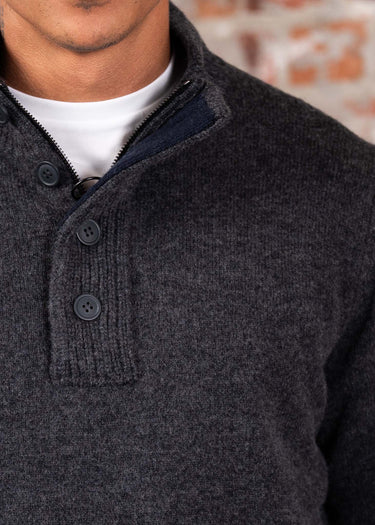 Barbour Truien Essential patch half zip knitted jumper - charcoal