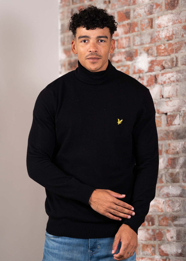 Lyle & Scott Truien Cotton merino turtleneck jumper - jet black