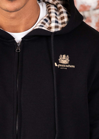 Aquascutum Vesten Full zipped hoodie fleece - black