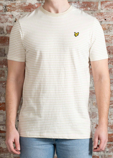 Lyle & Scott T-shirts Linen blend breton stripe t-shirt - luna white
