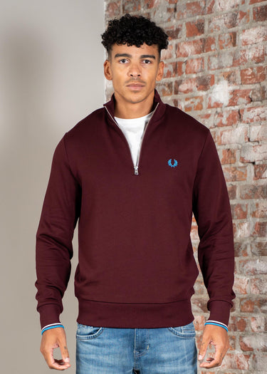 Fred Perry Truien Half zip sweatshirt - oxblood ecru court blue