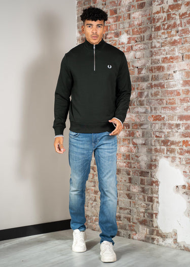 Fred Perry Truien Half zip sweatshirt - night green snow white