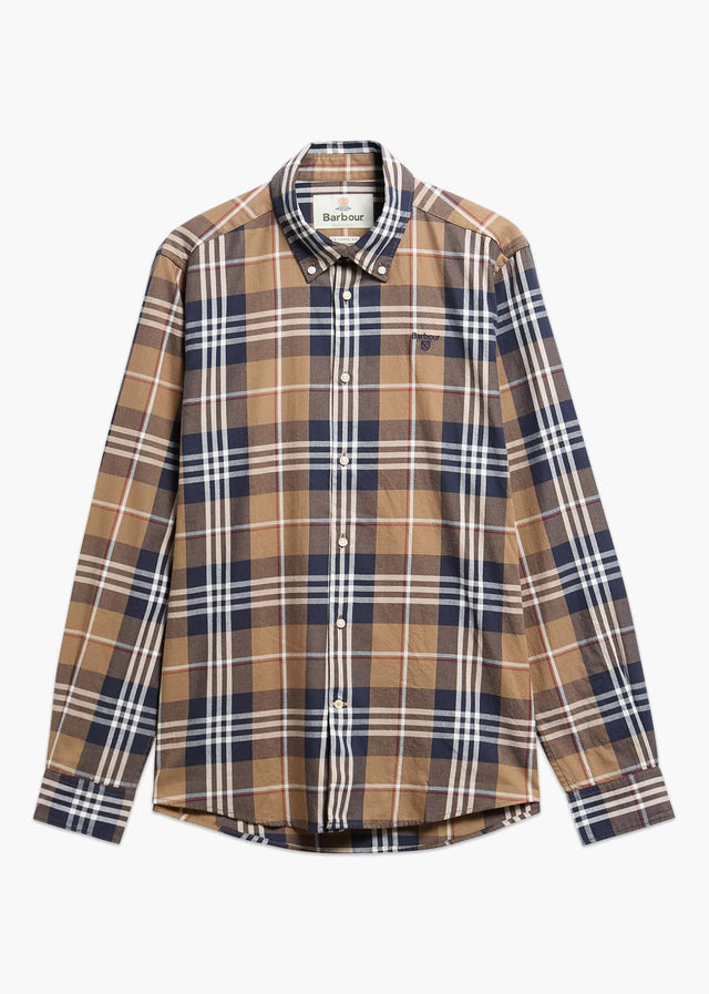 Barbour Overhemden Barbour edger tailored checked shirt - stone