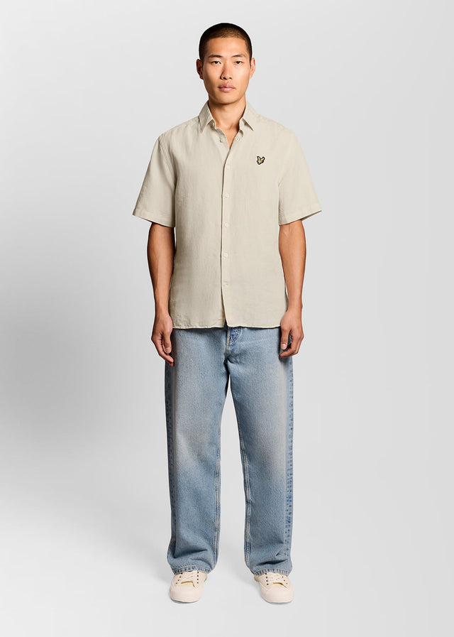 Lyle & Scott Overhemden Short sleeve linen blend shirt - cove