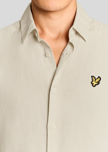 Lyle & Scott Overhemden Short sleeve linen blend shirt - cove