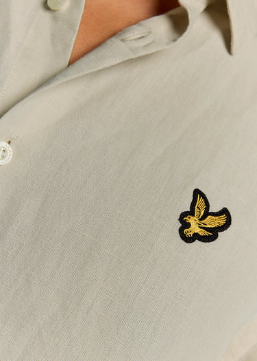Lyle & Scott Overhemden Short sleeve linen blend shirt - cove