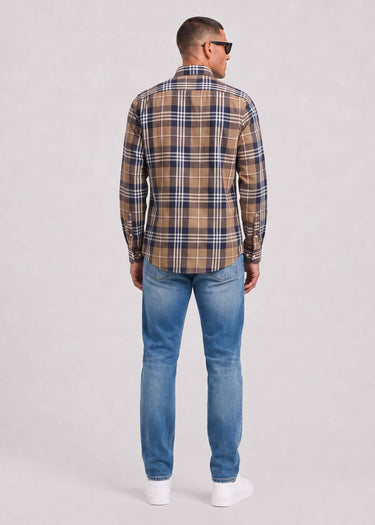 Barbour Overhemden Barbour edger tailored checked shirt - stone