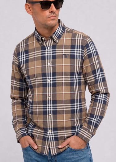 Barbour Overhemden Barbour edger tailored checked shirt - stone