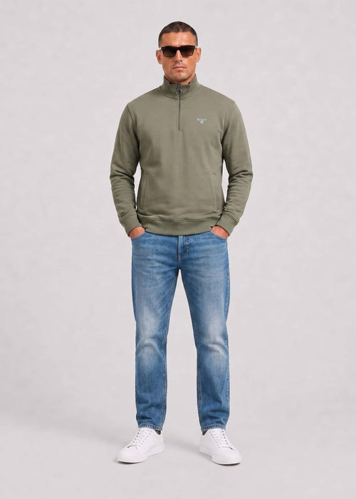 Barbour desmond half zip sweat - agave green