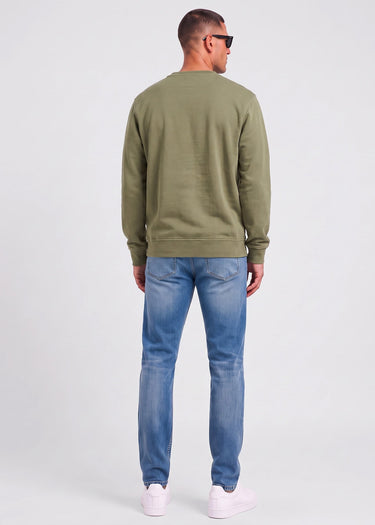 Aquascutum Truien Check shoulder crewneck fleece - army green