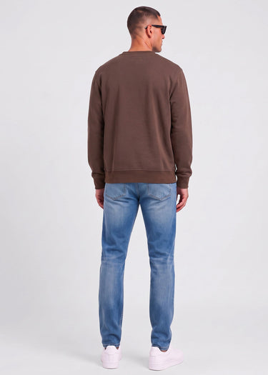 Aquascutum Truien Check shoulder crewneck fleece - chocolate