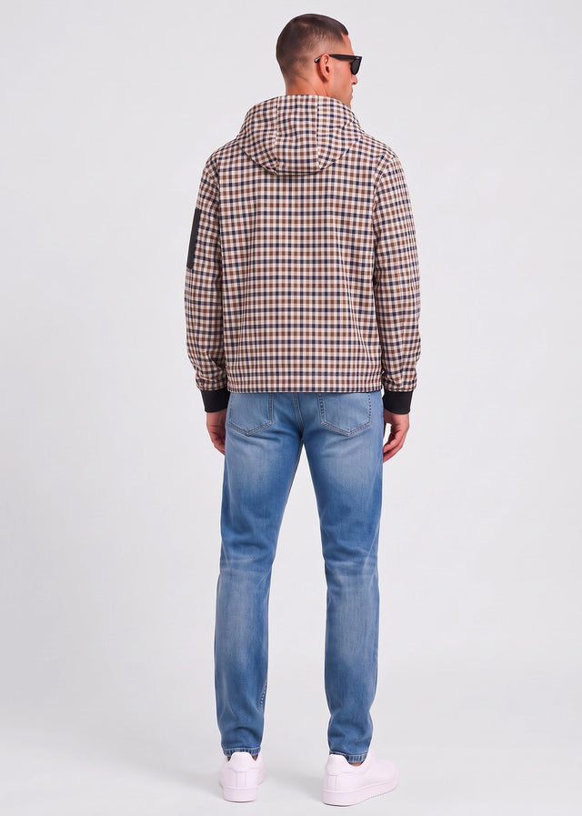 Aquascutum Vesten Check full zip stretch fleece - black