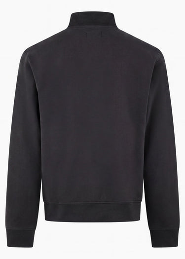 Aquascutum Truien Check shoulder quarter zip fleece - black
