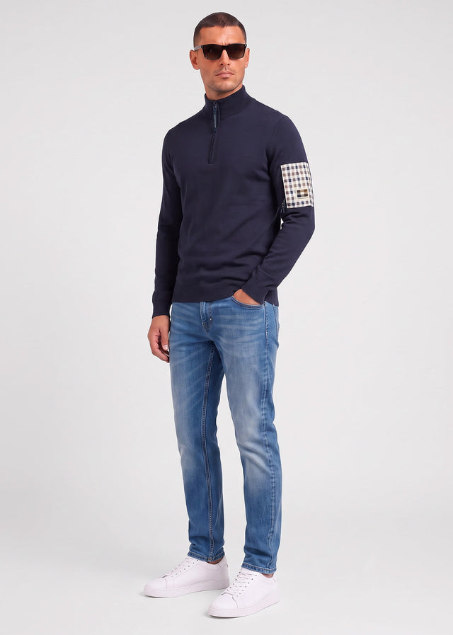Aquascutum Truien Quarter zip tech sweater - navy