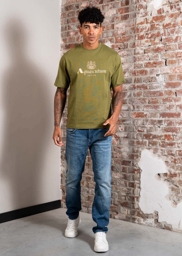 Aquascutum T-shirts Big logo t-shirt - army green