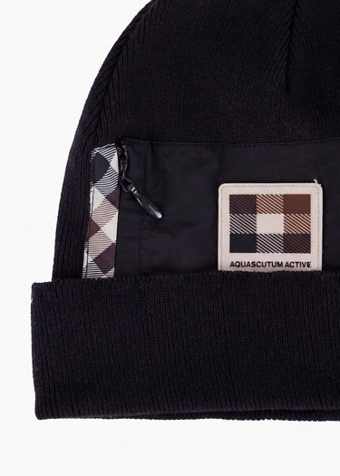 Aquascutum Mutsen Nylon pocket beanie - black