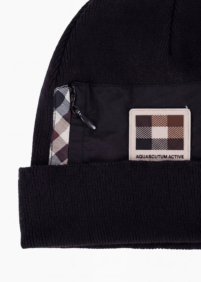 Aquascutum Mutsen Nylon pocket beanie - black