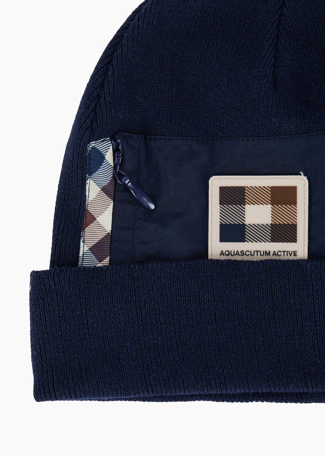 Aquascutum Mutsen Nylon pocket beanie - navy