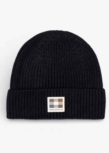 Aquascutum Mutsen Rubber patch beanie - black
