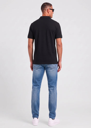 Ben Sherman Polo's Birdseye stripe button through polo - black