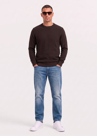 Ben Sherman Truien Texture front crew - dark brown