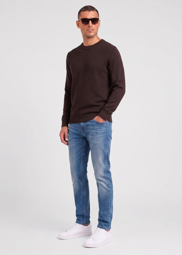 Ben Sherman Truien Texture front crew - dark brown