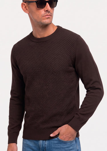 Ben Sherman Truien Texture front crew - dark brown