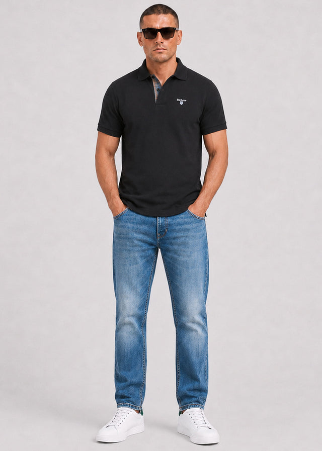 Barbour Polo's Barbour tartan pique tailored polo shirt - black modern
