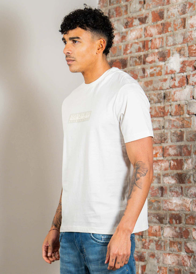 Napapijri T-shirts S box logo SS 1 - white whisper