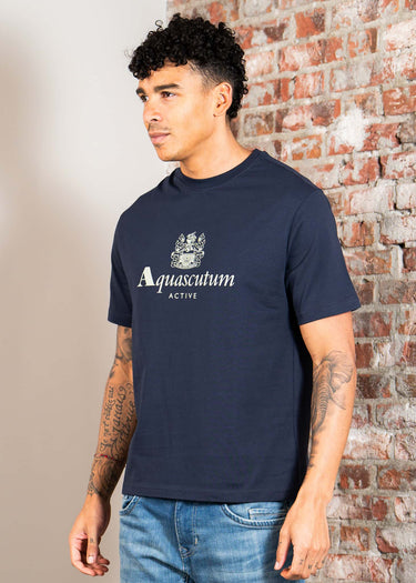 Aquascutum T-shirts Big logo t-shirt - navy