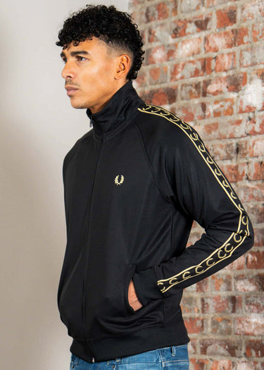 Fred Perry Vesten Contrast tape track jacket - black champagne