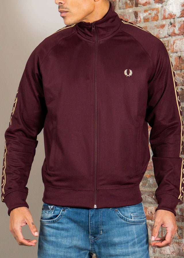 Fred Perry Vesten Contrast tape track jacket - oxblood champagne