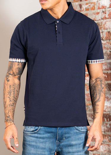 Aquascutum Polo's Cc stretch piqué sleeve polo - navy