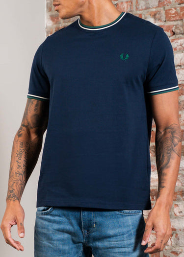 Fred Perry T-shirts Twin tipped t-shirt - Dark Carbon Light Ecru Label Green