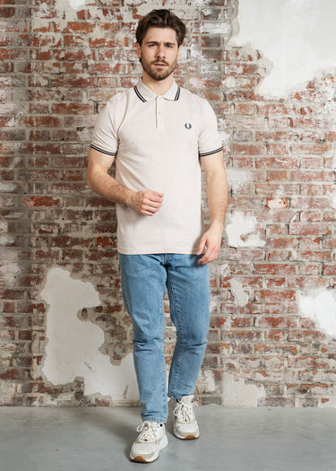 Fred Perry Polo's Twin tipped fred perry polo shirt- porridge marl brick anchor grey