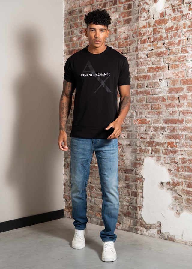 Armani Exchange T-shirts Diagonal logo t-shirt - black