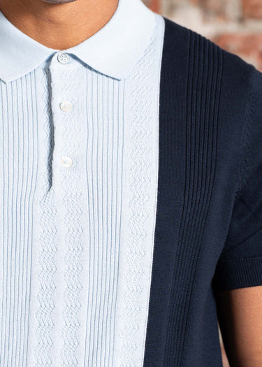 Ben Sherman Polo's Textured block stripe polo - dark navy