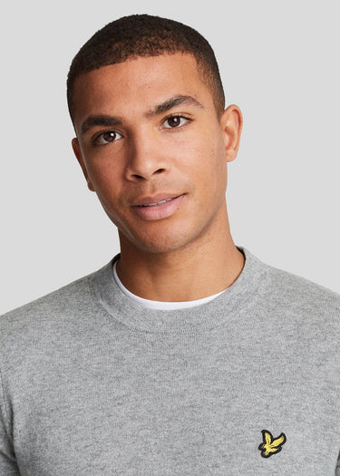 Lyle & Scott Truien Cotton merino crew neck jumper - mid grey marl
