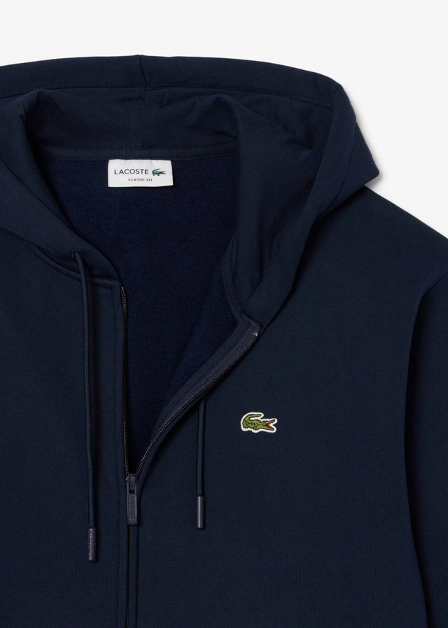Lacoste Vesten Fleece zipped front hoodie - navy blue