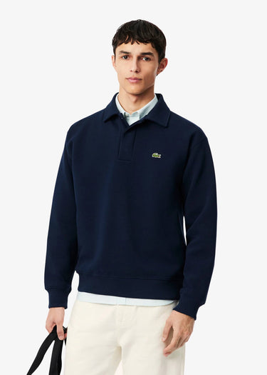Lacoste Truien Polo collar double face pique sweatshirt - navy blue