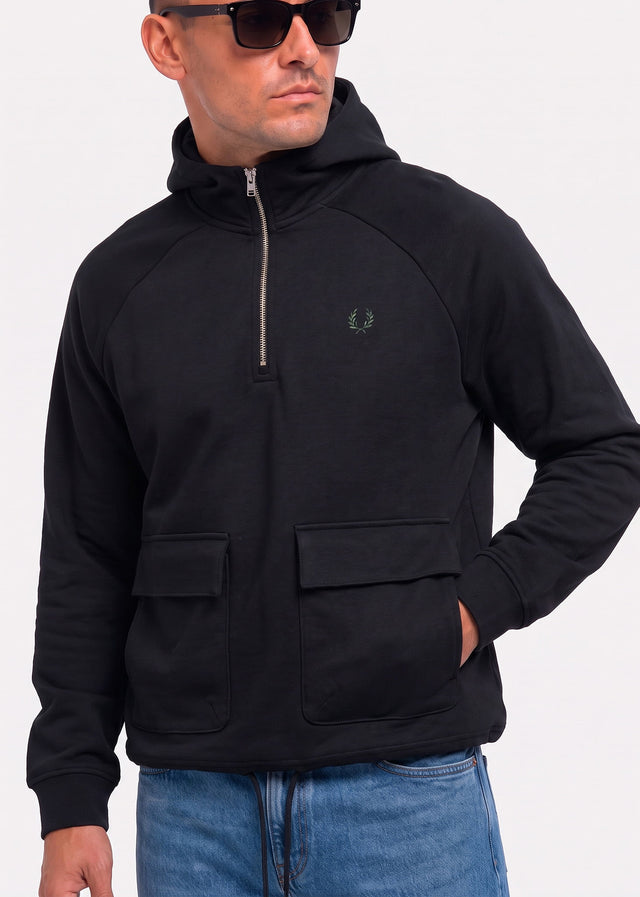 Fred Perry Hoodies Hooded smock sweatshirt - black