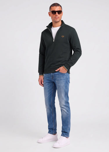 Fred Perry Truien Half zip sweatshirt - night green dusky blue dark caramel