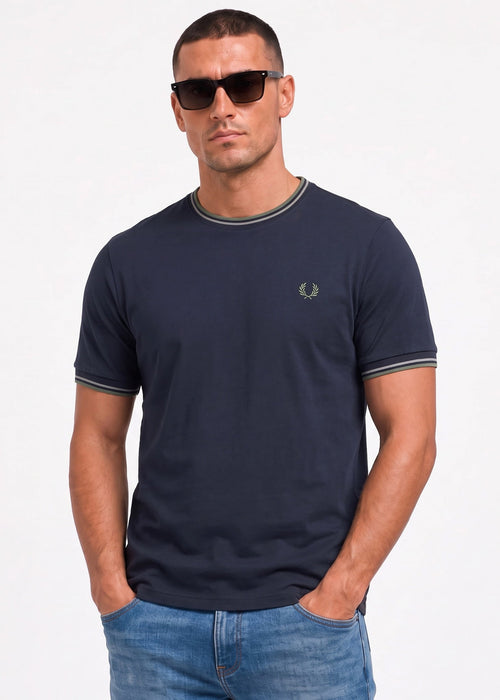 Twin tipped t-shirt - dark airforce ecru seagrass