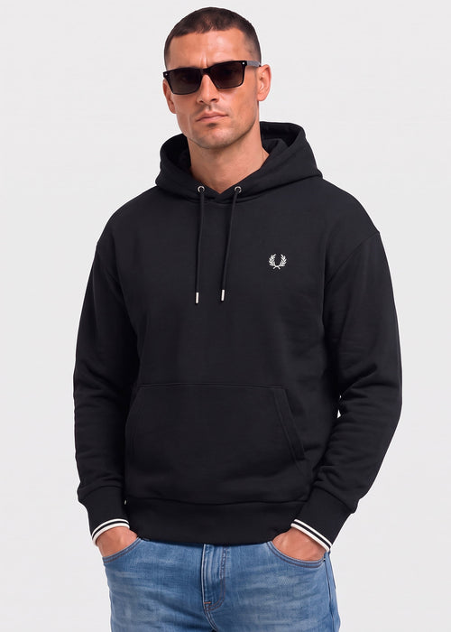 Tipped hooded sweatshirt - black