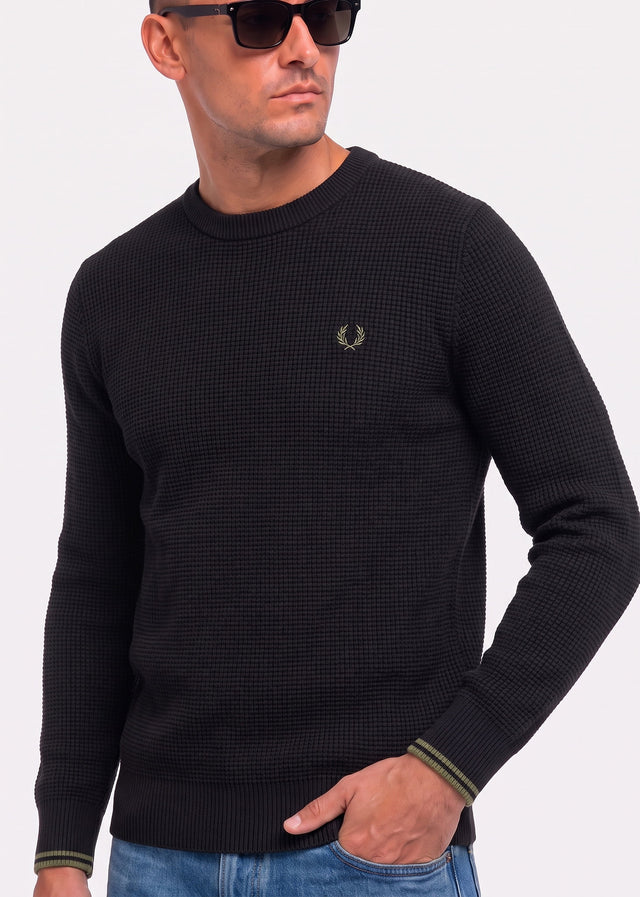 Fred Perry Truien Waffle stitch jumper - black