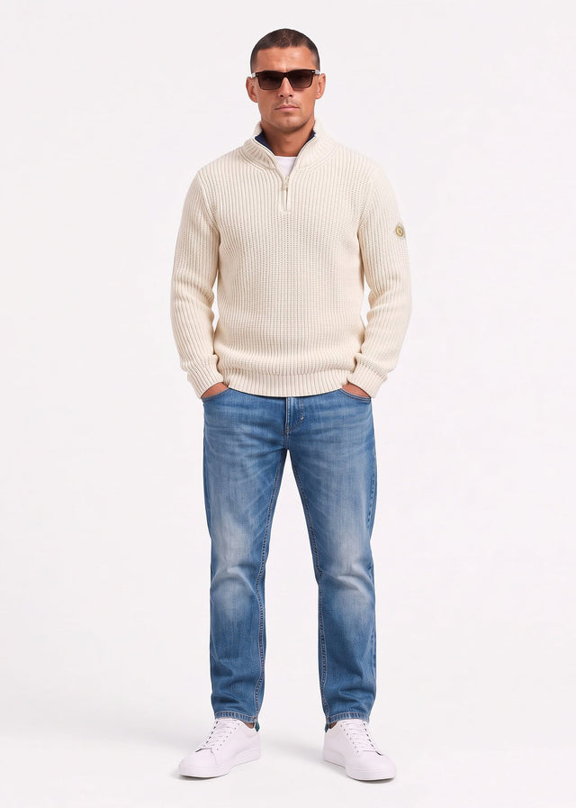 Henri Lloyd Truien Golant quarter zip ribbed knit - ecru