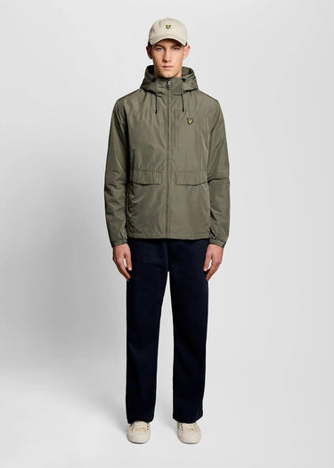 Lyle & Scott Jassen Lightweight hooded zip through jacket - khaki ash