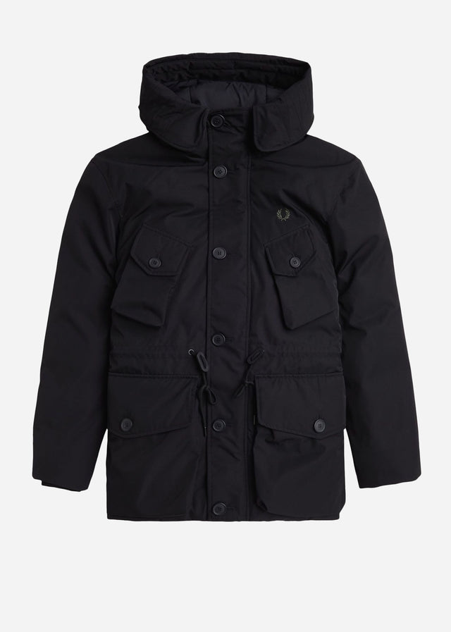 Fred Perry Jassen Patch pocket puffer jacket - black